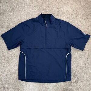 Cutter & Buck WindTec Golf Pullover Mens L Navy S/S Jacket‎ GCA 100 Sleece Patch